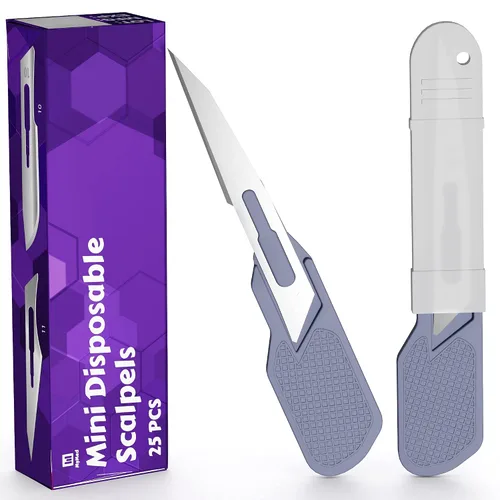 Miniatura 2 de Mymed Mini maquinilla de afeitar Dermaplane #11 para la cara de las mujeres, maquinilla de afeitar manual, paquete de 25