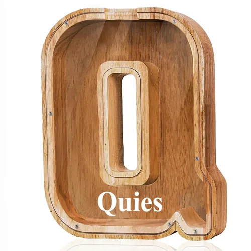 Miniatura 30 de Alcancía de madera grande personalizada con letras – Alcancía de letras para niños y niñas, regalo de cumpleaños (A)