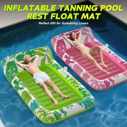 Miniatura 7 de CACSPS Flotadores inflables de piscina para adultos, sillas flotantes con portavasos, flotadores de piscina resistentes para diversión acuática