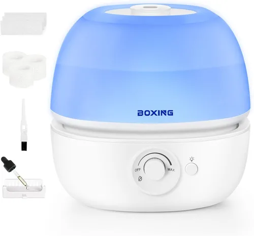BOXING Humidificadores de llenado superior de 3L para recámara de bebé, humidificador de aire silencioso de 20dB para habitación grande y plantas de