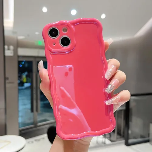 Miniatura 66 de FABSPARK Funda para iPhone 14 Pro Max, bonita funda colorida con láser, retro, exquisita, rizada, borde ondulado, protector estético de TPU suave