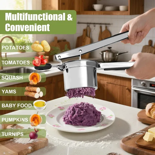 Miniatura 2 de Ricer grande de 15 onzas para puré de papas, disco fijo de acero inoxidable para puré de papas, fácil de limpiar y apto para lavavajillas, adecuado