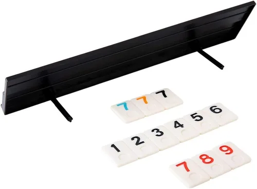Miniatura 5 de Homwom 106 Tiles Rummy Game – Juegos de viaje Rummy Juego de mesa Rummy con estuche de aluminio y 4 bandejas antideslizantes duraderas