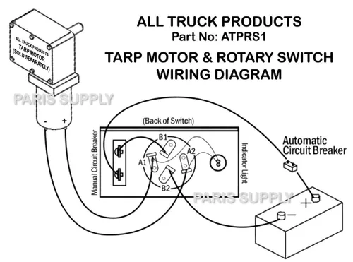 Miniatura 7 de Kit de interruptor giratorio de motor TARP con disyuntor y luz indicadora 12VDC 50 amperios
