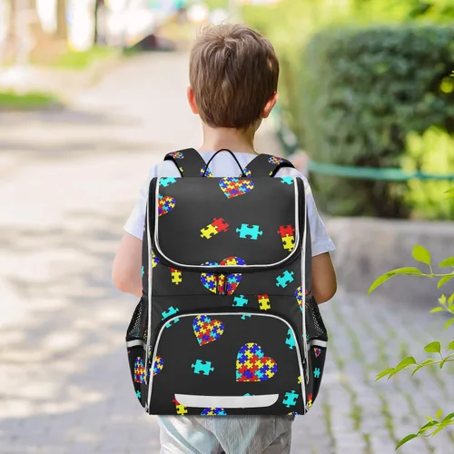 Miniatura 7 de Mochila con tira reflectante para niños y niñas, bolsa de escuela primaria, correa extraíble para el pecho, autismo, Bolsa de libros