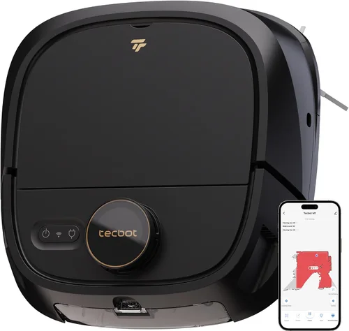 TECBOT LiDAR - Robot aspirador y trapeador M1 Pro - Aspiradora robótica para el hogar con pelo de mascotas, alfombras, suelos de madera dura, Negro