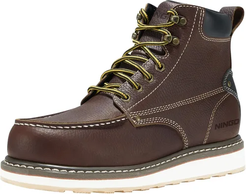 Miniatura 15 de HISEA NINGO Botas de trabajo para hombre, botas de acero y punta suave, 6 pulgadas, resistentes al agua, antideslizantes, zapatos de trabajo