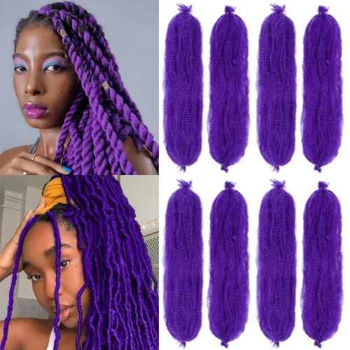 Miniatura 32 de Cabello Rizado Afro Elástico 8 Paquetes Cabello Trenzado Marley Twist Cabello Spring Twist Pre-Separado para Locs Falsos Cabello de Ganchillo Kinky