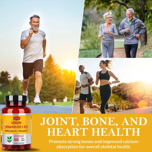 Miniatura 6 de FAMILI+ 180 Días de Vitamina Vegana D3+K2 en Cápsulas Blandas con Aceite de MCT de Coco 2000UI de Vitamina D3 de Fuente Vegetal + 100 mcg