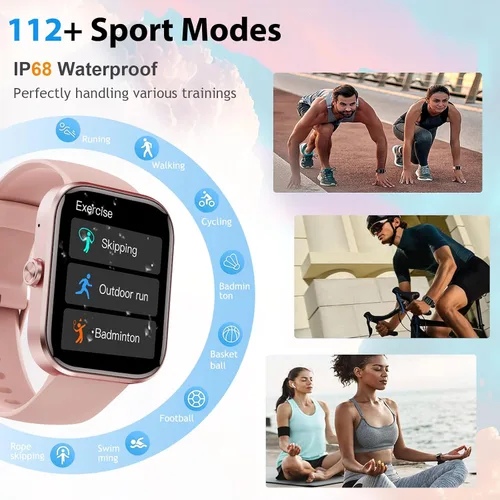 Miniatura 4 de Reloj inteligente de 4,85 cm (1,91") HD para hombres y mujeres, rastreador de fitness Bluetooth con función de llamada, más de 112 deportes