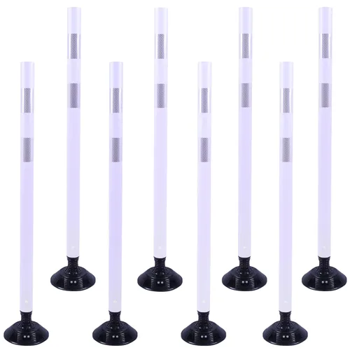 Miniatura 12 de OrangeStar Paquete de 8 conos de tráfico de 48 pulgadas con base de resorte, postes de delineador verdes con rayas reflectantes para seguridad vial