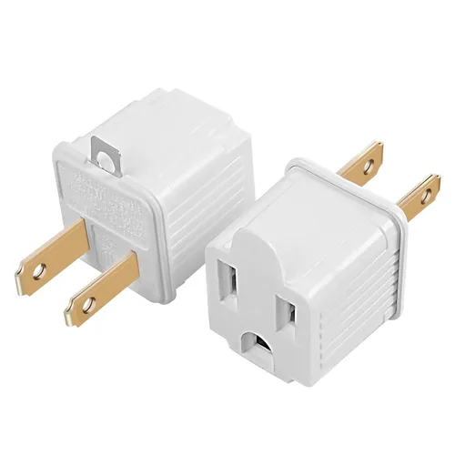 Miniatura 12 de TENINYU Adaptador con tierra de 3 puntas a 2 puntas - Convertidor de toma de 3 puntas a 2 puntas para cable eléctrico, hogar, talleres, industrial