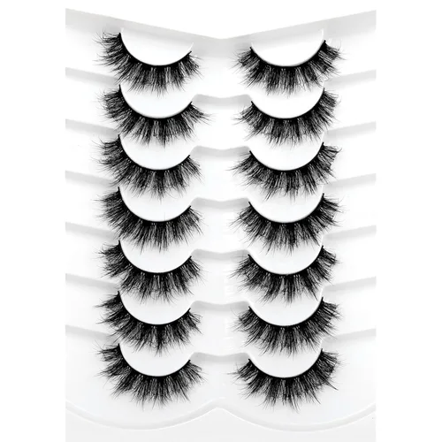 Miniatura 98 de Medias pestañas postizas con banda transparente, finas, estilo ojo de gato, naturales, cortas, pequeñas, acento 3/4, de visón sintético, tiras