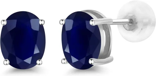 Gem Stone King Aretes de oro de 14 quilates con piedra natal ovalada de 0.315 x 0.236 in | Aretes de oro para mujer