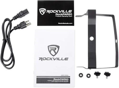 Miniatura 7 de Rockville RockPAR50 - Paquete de 10 luces LED RGB compactas para DJ/Club DMX con doble soporte, cable DMX DMX de 25 pies y 3 pines, (9) cables DMX
