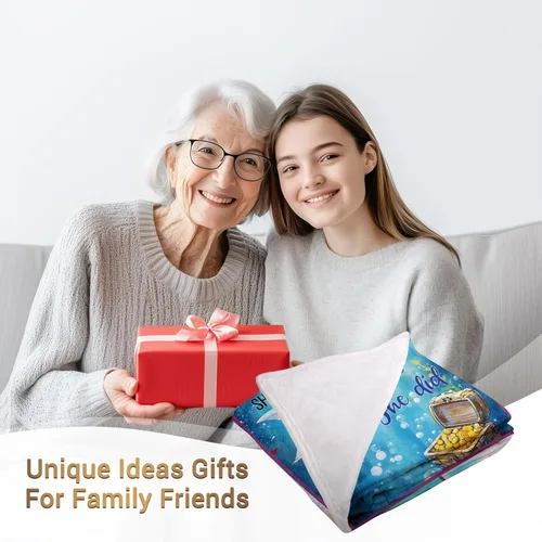 Miniatura 2 de Jekeno - Manta de sirena para niñas, sobrinas, hermanas, mujeres, regalos de cumpleaños o Navidad, estampado azul de sirena, presentes, decoración