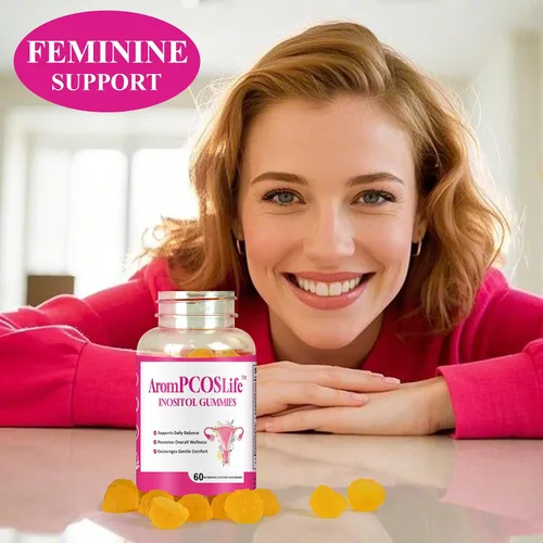 Miniatura 6 de AromPCOSLife - Gomitas de inositol para mujer, 60 unidades, suplemento de mio-inositol con folato y vitaminas B6 y B12, apoya el bienestar diario
