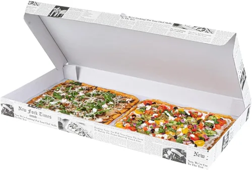 Miniatura 23 de Restaurantware Caja de pizza pequeña de 50 unidades, 14 x 7 x 1.5 pulgadas, caja rectangular para llevar papel corrugado para alimentos calientes