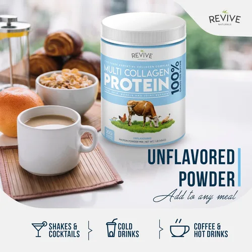 Miniatura 5 de Revive Naturals Multi Colágeno Hidrolizado Polvo de Proteína (16oz) - Tipos I, II, III, V y X - Bovino Alimentado con Pasto, Marino Pescado Salvaje