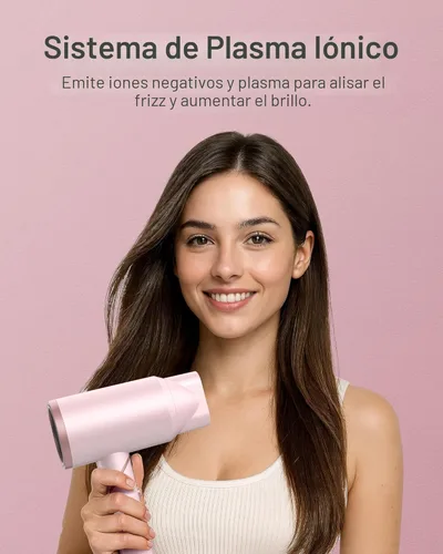 Miniatura 4 de ANNLARY Secador de pelo con peine Secador de pelo de 1800 W con difusor para cabello rizado Secador de pelo iónico de plasma para control