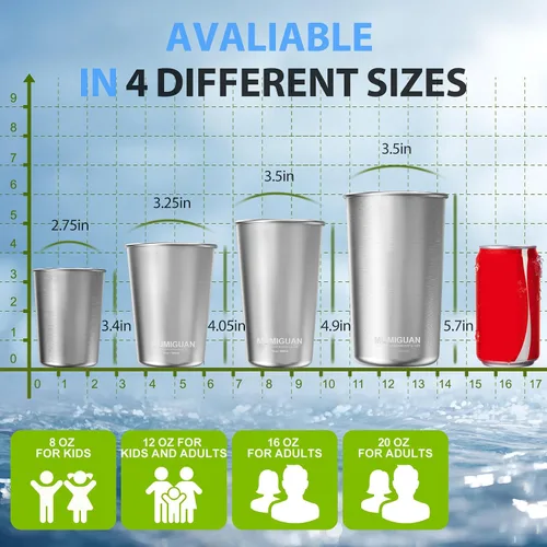 Miniatura 4 de Tazas de acero inoxidable 20 oz/600 ml (2 unidades), vaso de pinta de acero inoxidable, tazas de camping de acero inoxidable, vasos de metal