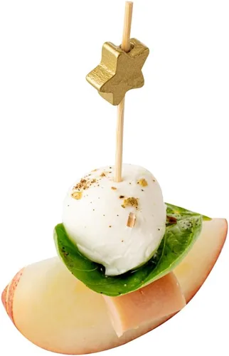 Miniatura 8 de Restaurantware Pinchos de comida de 3.5 pulgadas, 1000 palitos de canapé con estrella dorada, resistentes, desechables, de madera de bambú