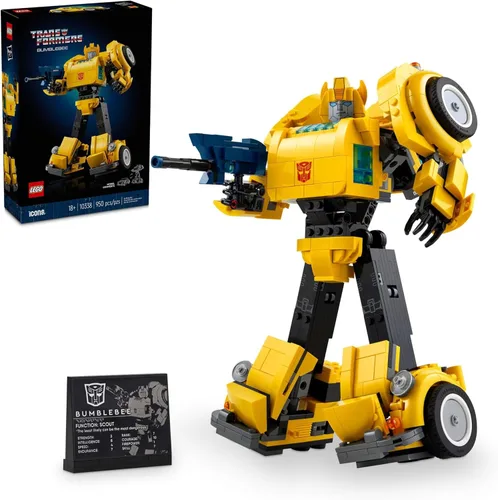 Figura de acción LEGO Icons Transformers Bumblebee, juguete coleccionable de robot para adultos, set de construcción de modelo basado en la película