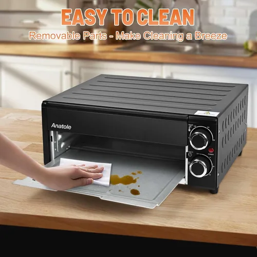 Miniatura 6 de Anatole Horno de pizza eléctrico de 12" y 1800W para interiores, en encimera, para hacer pizza, con tiempo y temperatura ajustables