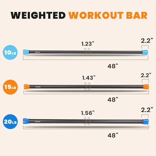 Miniatura 6 de LIONSCOOL Workout Weighted Bar,Padded Exercise Weight Bar, Solid Steel Stretching weighted bar set for Body Sculpting, Physical Therapy,Body Toning