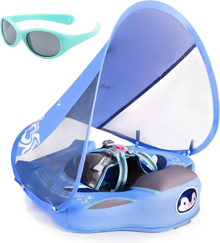Miniatura 16 de Mambobaby Flotador con Toldo y Cola Nuevo Mejorado Flotador de Piscina No Inflable para Bebé Flotador de Natación Mambo Entrenador de Natación Tela