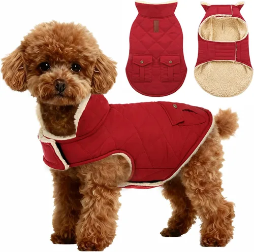 Miniatura 9 de ASENKU Abrigo cálido de invierno para perro, abrigo impermeable para el clima frío, chaqueta de vellón para perros con forro de felpa ultra grueso