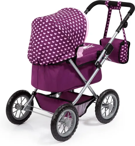 Miniatura 2 de Bayer Cochecito y cochecito de muñeca de moda, color rosa burdeos, muñecas de 18 pulgadas, mango ajustable, juego de simulación con accesorios
