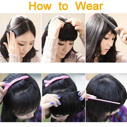 Miniatura 7 de Extensiones de cabello humano con clip, con flequillo y patillas, una pieza, clip frontal