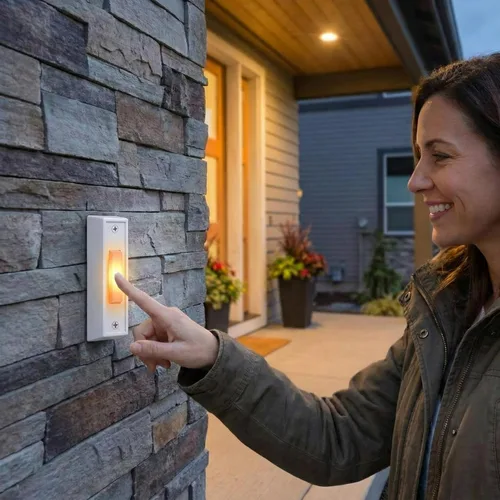 Miniatura 6 de Saillong 2 botones de timbre iluminados, botón pulsador de timbre con cable, timbre de repuesto montado en la pared de garaje con luz LED compatible