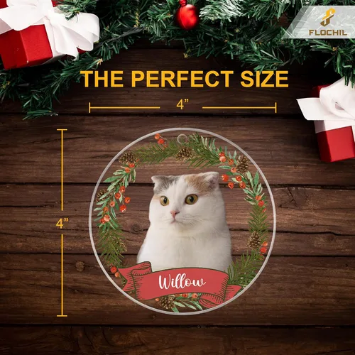 Miniatura 6 de FLOCHIL Adornos de Navidad personalizados para gatos, nombre con foto personalizada para árboles de Navidad, adornos de Navidad para los primeros