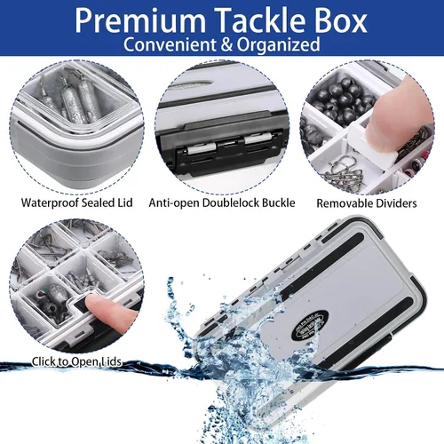 Miniatura 4 de Sosation Kit de equipo de pesca de 482 piezas, caja de aparejos de pesca con aparejos incluidos, mochila, señuelos, ganchos, plomos, herramientas
