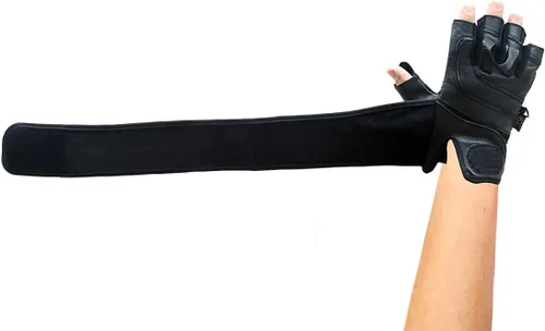 Miniatura 9 de Epic - Guantes de cuero para gimnasio con muñequeras integradas de 2 pulgadas de ancho, el mejor agarre y diseño para levantamiento de pesas, Negro