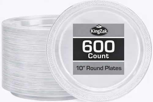 Miniatura 38 de Platos de plástico rojos de la colección Hanna K. Signature, redondos de 9 pulgadas, 50 unidades – Platos desechables resistentes para cenas