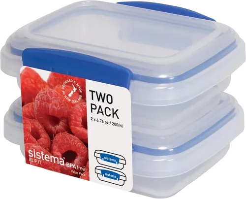 Miniatura 16 de Sistema KLIP IT Rectangular Collection Recipiente de almacenamiento de alimentos, 33.8 onzas/1.0 L, transparente/azul, 3