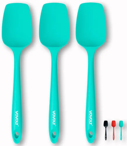 Juego de espátulas de silicona, espátula de cuchara de goma resistente al calor, espátula antiadherente con diseño sin costuras de una pieza, Verde
