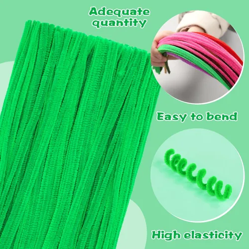 Miniatura 3 de 100 Piezas Limpiadores de Pipa Tallo de Chenilla, Juego de Limpiadores de Pipa Verde Fruta para Manualidades DIY Artes Decoraciones, Tallos