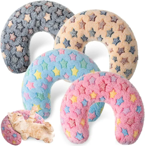 Miniatura 12 de Sweetude 4 almohadas para gatos, cama de cachorro, mullidas y calmantes para mascotas, regalos suaves con forma de media rosquilla en forma de U