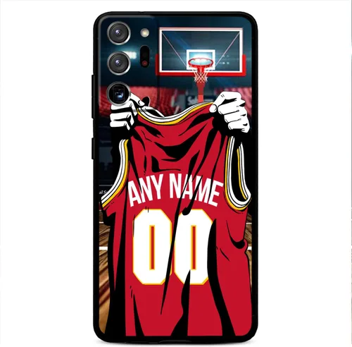 Nombre y número personalizados, camiseta de baloncesto de Atlanta, funda de silicona líquida para Samsung Galaxy Note 20/20 Ultra 10 Pro Note 9 8,