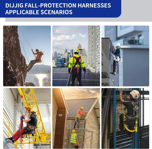 Miniatura 9 de DIJJIG Arnés de Seguridad de Protección Corporal Completa con Ajuste de 5 Puntos, Seguro y Cómodo, Posicionamiento de Construcción, Correas