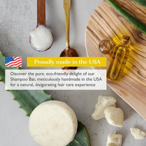 Miniatura 8 de Barra de champú sólido orgánico para cabello seco, rizado y adelgazante Nutrición profunda con aceite de marula y manteca de karité, manteca