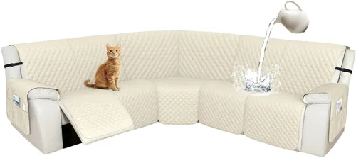 Miniatura 59 de Arfntevss Fundas de sofá modular reclinable, 100% impermeable, en forma de L, para sillón reclinable en forma de L, funda seccional lavable