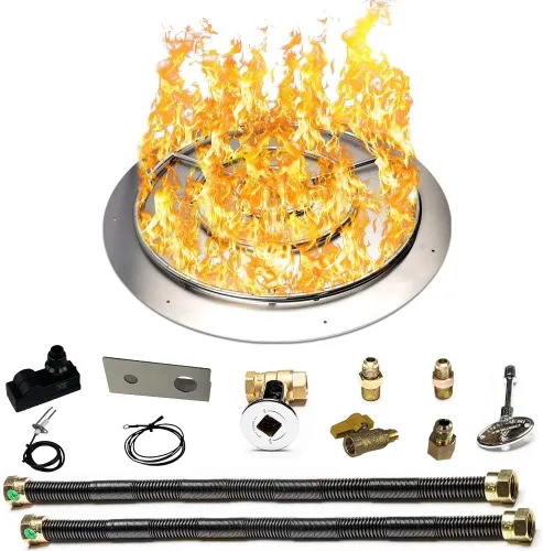 Miniatura 30 de Kit de quemador de acero inoxidable y anillo Pro con encendido por chispa para fogatas de gas natural, sartén de 36 pulgadas, anillo de quemador