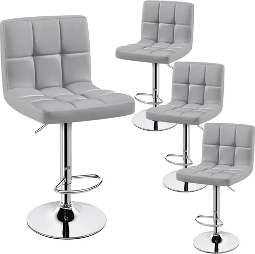 Miniatura 29 de Yaheetech Taburete de bar individual, taburetes giratorios de piel sintética ajustables, taburetes modernos con respaldo y reposapiés, taburetes