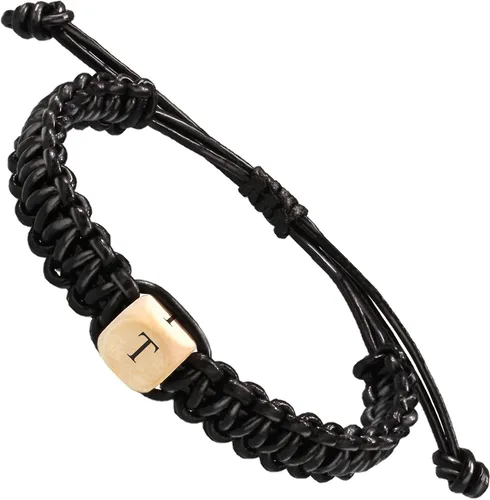 Btysun Pulsera de cuero para hombre, pulseras con iniciales A-Z para niño, papá, hermano, regalos del día de San Valentín para él, novio, marido,