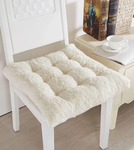 Miniatura 11 de Cojines de silla cómodos cuadrados y redondos de lana de cordero artificial, cojines de asiento de silla suaves y esponjosos de felpa para casa